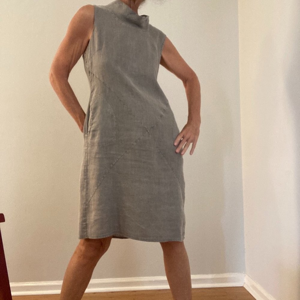 Flax Lover's Tempo Paris Dress Size M Khaki